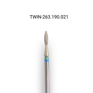 Фреза алмазна macrO TWIN PRO, "полум'я безпечне", синьо-зелена насічка, d 021 PRO-263.190.021 фото