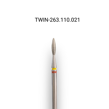 Фреза алмазна macrO TWIN, "полум'я безпечне", жовто-червона насічка, d 021 TWIN-263.110.021 фото