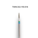Фреза алмазна macrO TWIN, "полум'я безпечне", синьо-зелена насічка, d 018 TWIN-263.190.018 фото