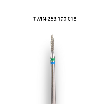 Фреза алмазна macrO TWIN, "полум'я безпечне", синьо-зелена насічка, d 018 TWIN-263.190.018 фото