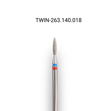 Фреза алмазна macrO TWIN, "полум'я безпечне", червоно-синя насічка, d 018 TWIN-263.140.018 фото