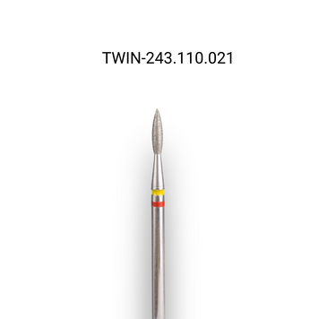 Фреза алмазна macrO TWIN, "полум'я гостре", жовто-червона насічка, d 021 TWIN-243.110.021 фото