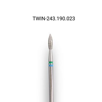Фреза алмазна macrO TWIN, "полум'я гостре", синьо-зелена насічка, d 023 TWIN-243.190.023 фото