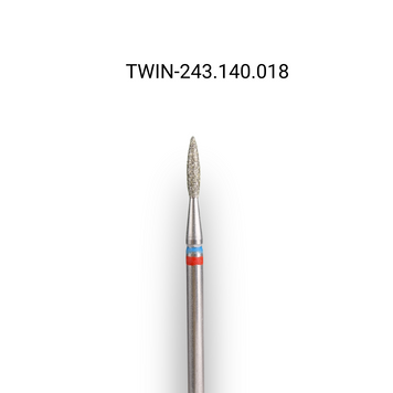 Фреза алмазна macrO TWIN, "полум'я гостре", червоно-синя насічка, d 018 TWIN-243.140.018 фото