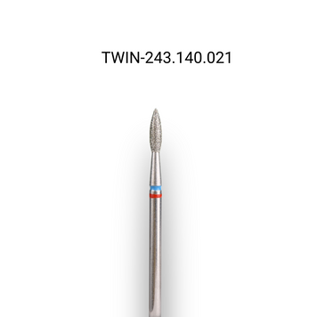Фреза алмазна macrO TWIN, "полум'я гостре", червоно-синя насічка, d 021 TWIN-243.140.021 фото