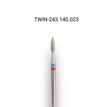 Фреза алмазна macrO TWIN, "полум'я гостре", червоно-синя насічка, d 023 TWIN-243.140.023 фото